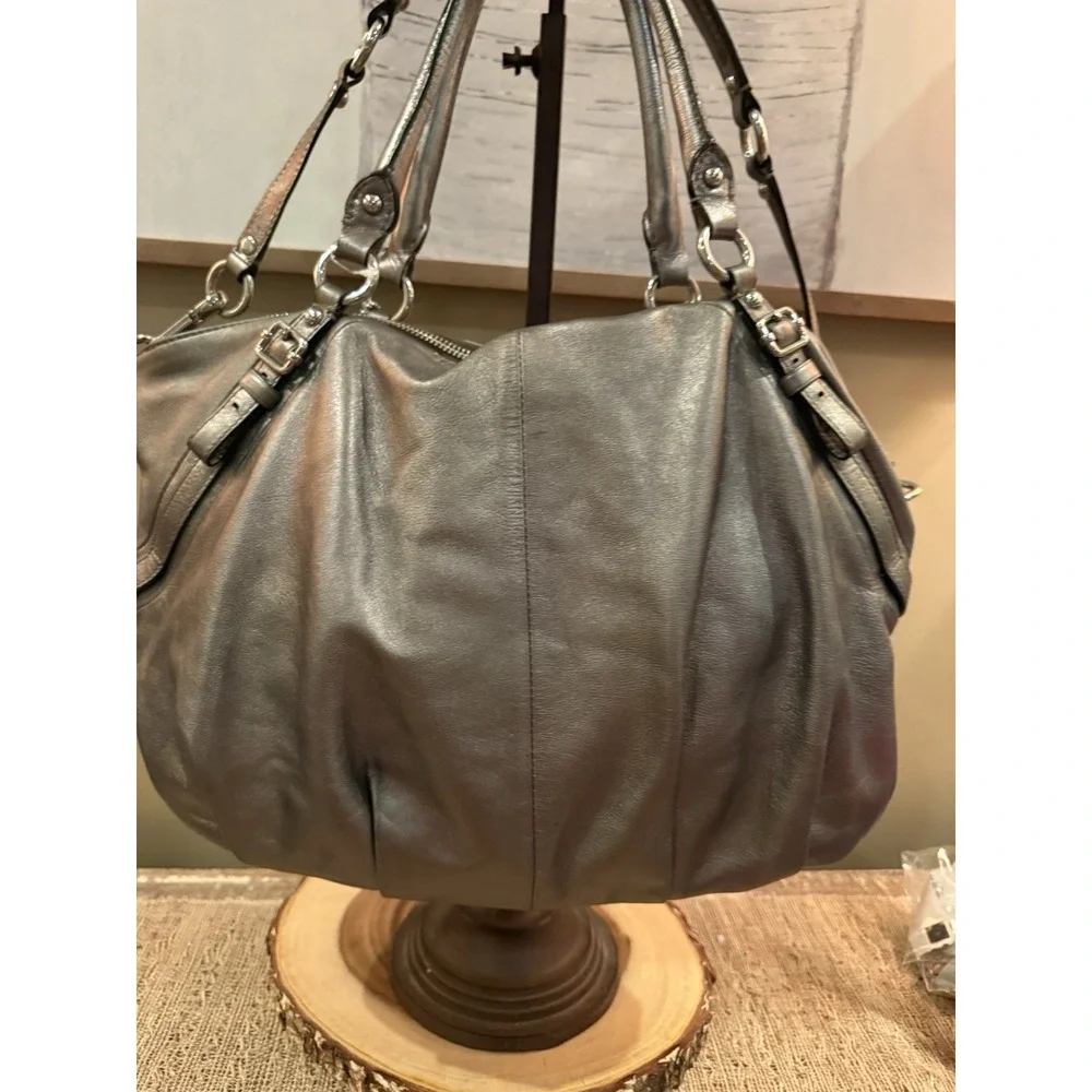Coach Madison Sophia Metallic Leather Satchel Slouchy Shoulder Bag Purse 15955